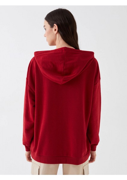 Lcw Vision Kırmızı Baskılı Oversize Kadın Hoodie indirimleri