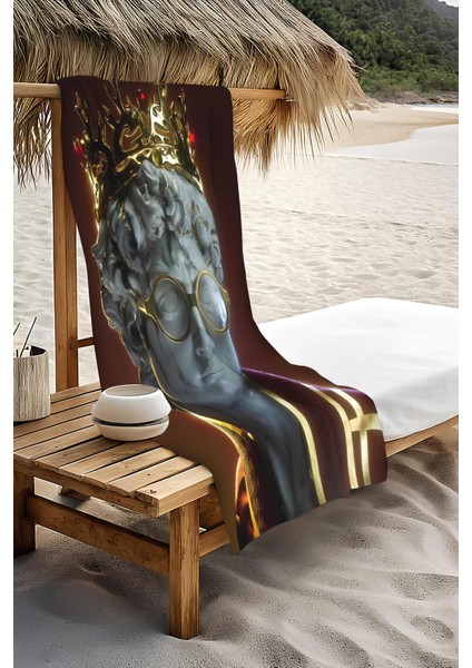 Dijital Baskı Plaj Deniz Havlusu Modern David Heykeli Desenli Peştamal HVL0027 modelleri