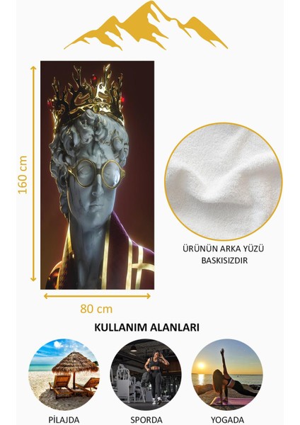 Dijital Baskı Plaj Deniz Havlusu Modern David Heykeli Desenli Peştamal HVL0027 fırsatları
