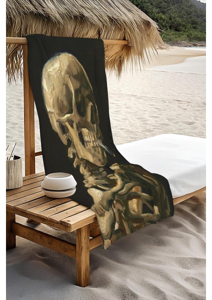 Dijital Baskı Plaj Deniz Havlusu Modern Iskelet Desenli Peştamal HVL0032 modelleri