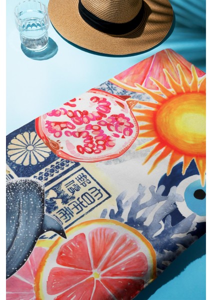 Dijital Baskı Plaj Deniz Havlusu Modern Desenli Peştamal HVL0096 fiyatları