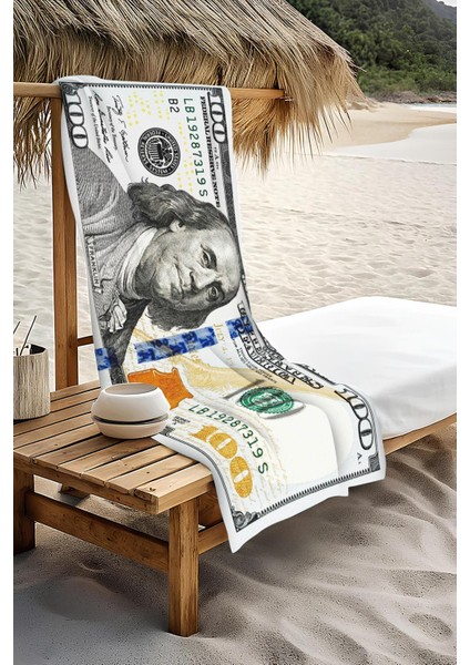 Dijital Baskı Plaj Deniz Havlusu Dolar Desenli Peştamal HVL0103 modelleri