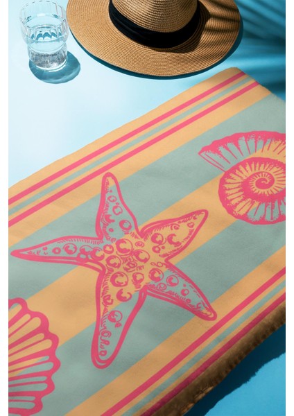 Dijital Baskı Plaj Deniz Havlusu Deniz Kabuğu Deniz Yıldızı Desenli Peştamal HVL0113 fiyatları