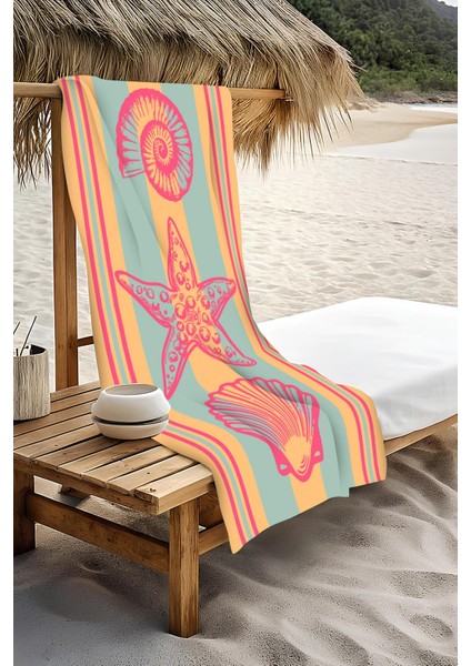 Dijital Baskı Plaj Deniz Havlusu Deniz Kabuğu Deniz Yıldızı Desenli Peştamal HVL0113 modelleri