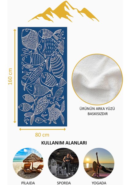 Dijital Baskı Plaj Deniz Havlusu Balık Desenli Peştamal HVL0116 fırsatları