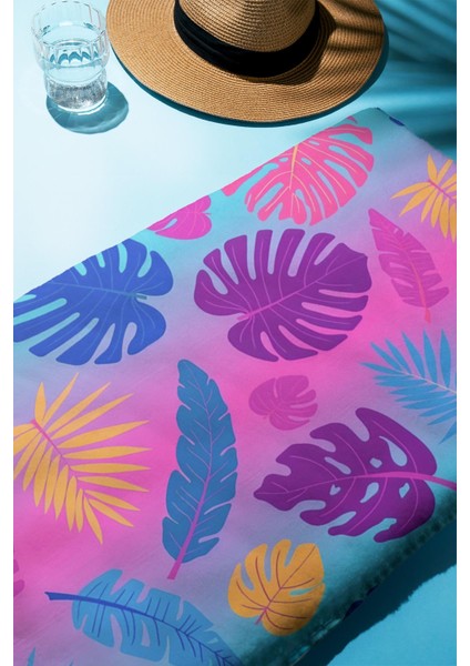 Dijital Baskı Plaj Deniz Havlusu Yaprak Desenli Peştamal HVL0177 fiyatları