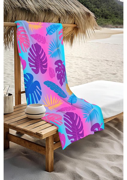 Dijital Baskı Plaj Deniz Havlusu Yaprak Desenli Peştamal HVL0177 modelleri