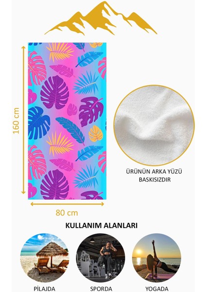 Dijital Baskı Plaj Deniz Havlusu Yaprak Desenli Peştamal HVL0177 fırsatları