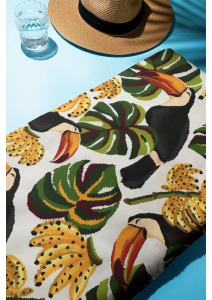 Dijital Baskı Plaj Deniz Havlusu Yaprak Desenli Peştamal HVL0178 fiyatları