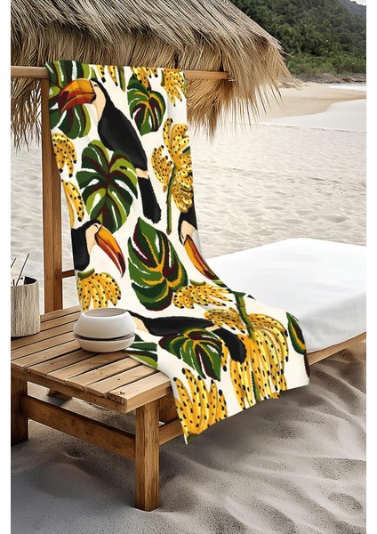 Dijital Baskı Plaj Deniz Havlusu Yaprak Desenli Peştamal HVL0178 modelleri