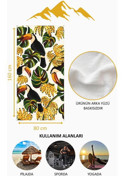 Dijital Baskı Plaj Deniz Havlusu Yaprak Desenli Peştamal HVL0178 fırsatları