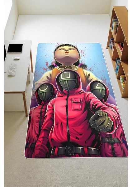 Parlak Kadife Kumaş Dijital Baskı Dot Kaymaz Tabanlı Çocuk ve Genç Odası Halısı H0530