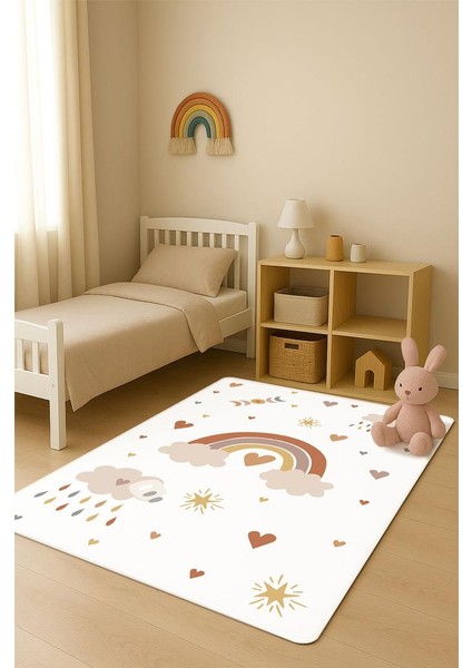 Parlak Kadife Kumaş Dijital Baskı Dot Kaymaz Tabanlı Çocuk ve Genç Odası Halısı H0778