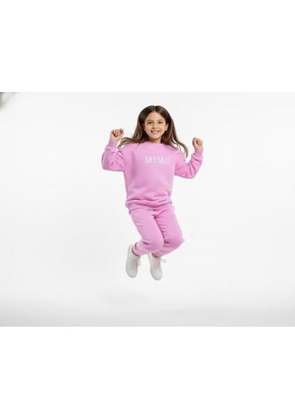 3 Iplik Garson Şardonlu Kabartmalı Baskı Pembe Kombin 4 modelleri