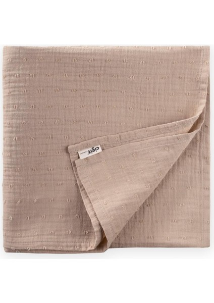 Naturel Puantiyeli Müslin Battaniye 90X100 cm Vizon