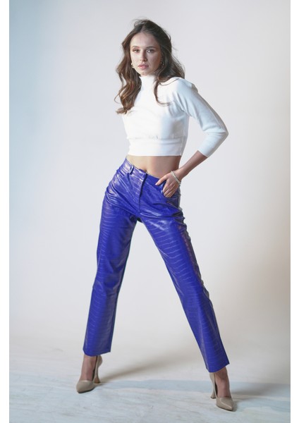 Piton Desenli Yüksek Bel Pantolon