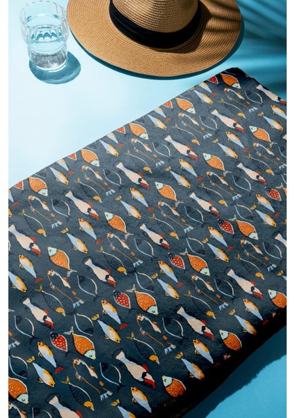 Dijital Baskı Plaj Deniz Havlusu Balık Desenli Peştamal HVL0070 fiyatları