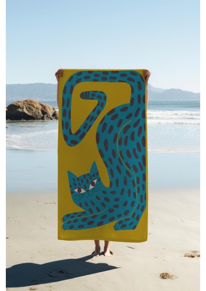 Dijital Baskı Plaj Deniz Havlusu Leopar Desenli Peştamal HVL0136