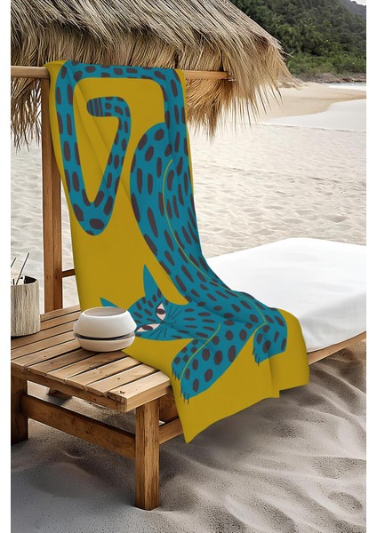 Dijital Baskı Plaj Deniz Havlusu Leopar Desenli Peştamal HVL0136 modelleri