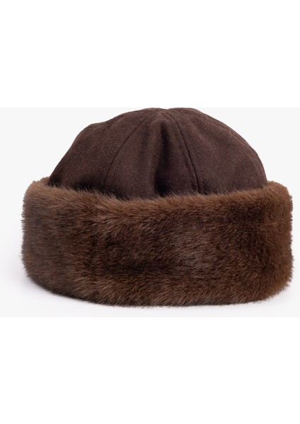 Süet Görünümlü Suni Kürk Detaylı Şapka