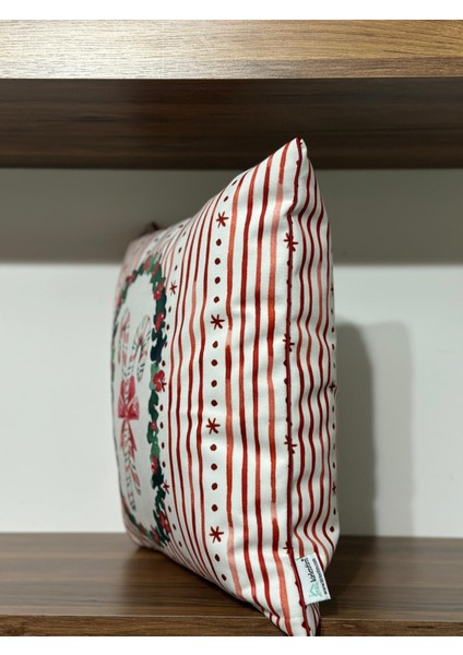 H1260 Pembe Çizgili Çelenk Içinde Renkli Baston Fiyonk Kırlent Runner 3lü Kombin Set modelleri