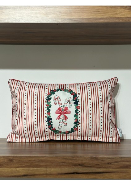 H1260 Pembe Çizgili Çelenk Içinde Renkli Baston Fiyonk Kırlent Runner 3lü Kombin Set fırsatları