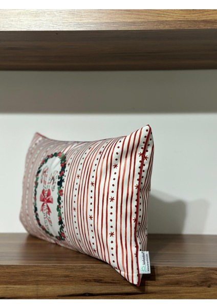 H1260 Pembe Çizgili Çelenk Içinde Renkli Baston Fiyonk Kırlent Runner 3lü Kombin Set indirimleri