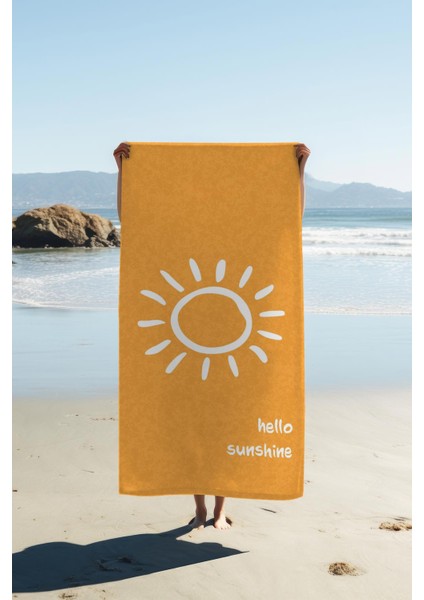 Dijital Baskı Plaj Deniz Havlusu Hello Sunshine Desenli Peştamal HVL0001