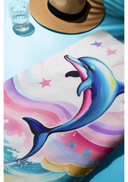Dijital Baskı Plaj Deniz Havlusu Yunus Balığı Desenli Peştamal HVL0119 fiyatları