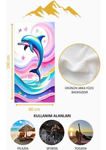 Dijital Baskı Plaj Deniz Havlusu Yunus Balığı Desenli Peştamal HVL0119 fırsatları