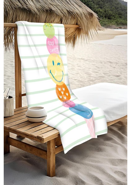 Dijital Baskı Plaj Deniz Havlusu Emoji Desenli Peştamal HVL0202 modelleri