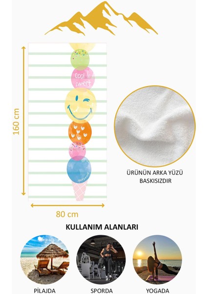 Dijital Baskı Plaj Deniz Havlusu Emoji Desenli Peştamal HVL0202 fırsatları