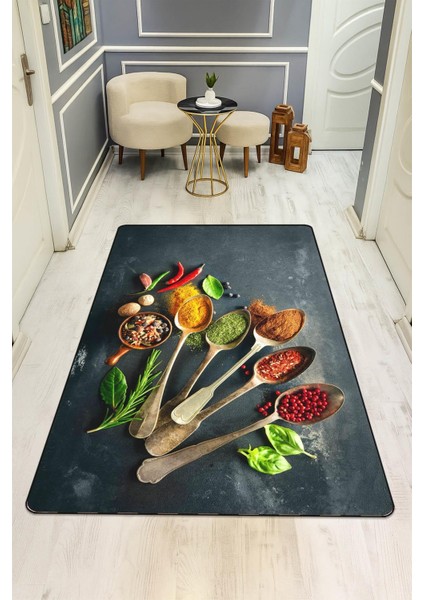 Baharat Desenli Dijital Baskı Kaymaz Taban Mutfak Halısı H0046 fiyatları