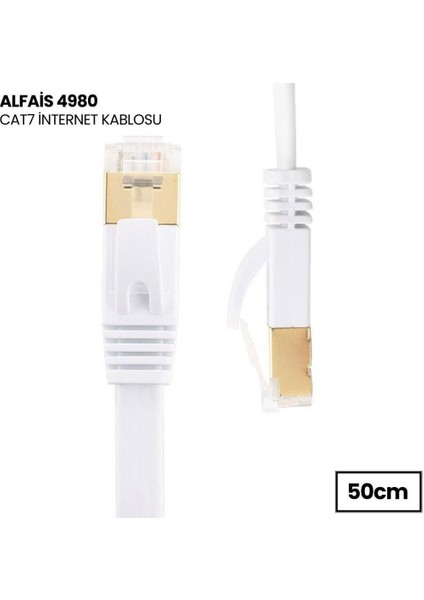 4980 Cat7 Ethernet RJ45 Modem Internet Kablosu 0.5 Metre 10GBPS 600MHZ