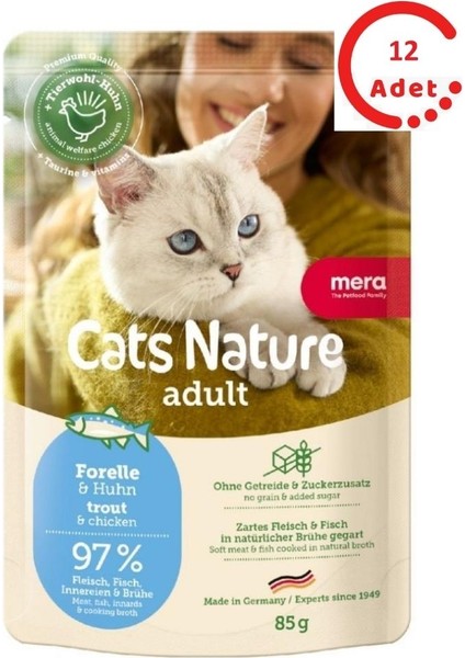 Cats Nature Alabalıklı Yetişkin Kedi Yaş Maması 85 gr x 12 Adet