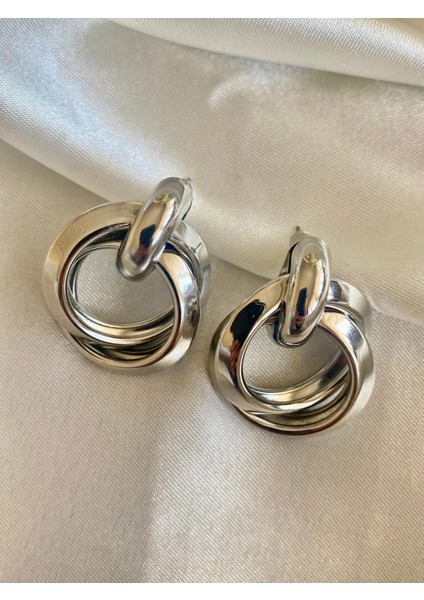 Ikili Gümüş Halka Küpe