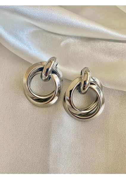 Ikili Gümüş Halka Küpe modelleri