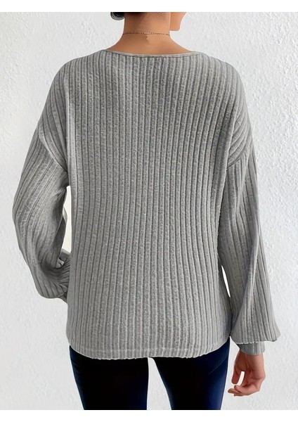 Kadın Uzun Kollu V Yakalı Salaş Şardonlu Kaşkorse Bluz modelleri