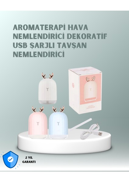 Lzrdwzrd 200 ml Tavşan Kulaklı Ultrasonik Hava Nemlendirici ve Gece Lambası