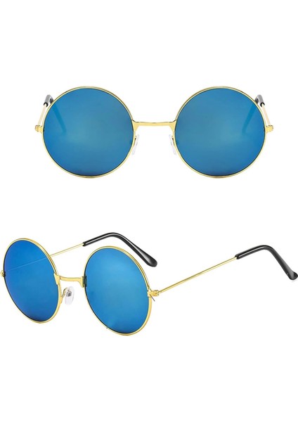 Yuvarlak Cam John Lennon Tarzı Gold Çerçeveli Mavi Gözlük fiyatları