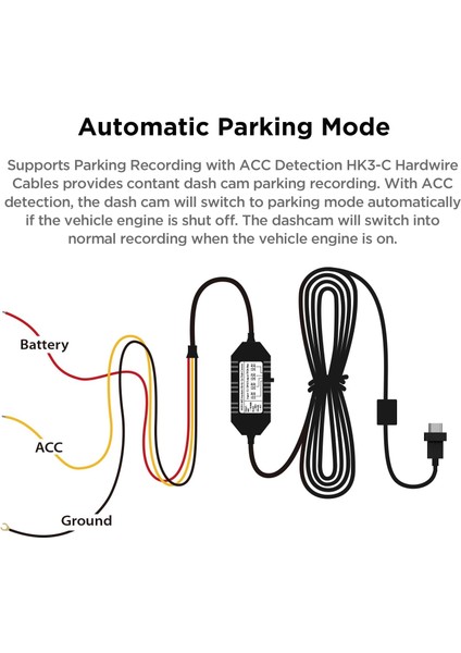 Hk3-C Araç Kamerası Için Type-C Park Modu Bağlantı Kiti Kablosu A139 / A139 Pro Modelleri Için indirimleri