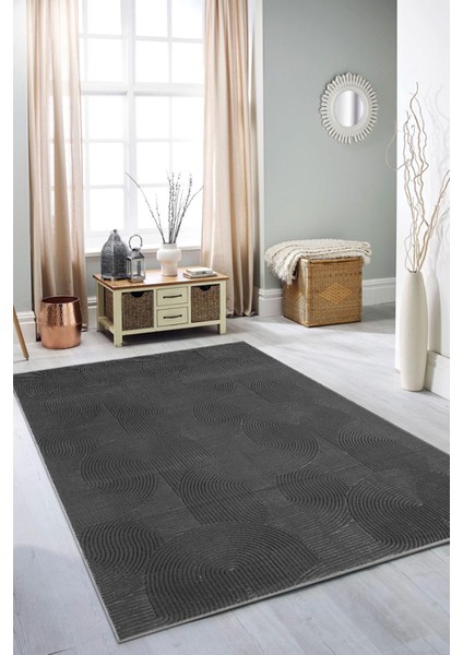Rölyef Halı Yolluk Antrasit | Kaymaz Taban | Makinada Yıkanabilir | Salon, Mutfak & Koridor