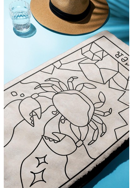 Dijital Baskı Plaj Deniz Havlusu Yengeç Burcu Desenli Peştamal HVL0045 fiyatları