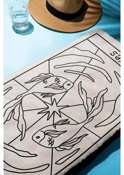 Dijital Baskı Plaj Deniz Havlusu Balık Burcu Desenli Peştamal HVL0049 fiyatları