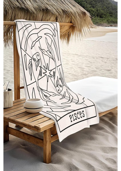 Dijital Baskı Plaj Deniz Havlusu Balık Burcu Desenli Peştamal HVL0049 modelleri