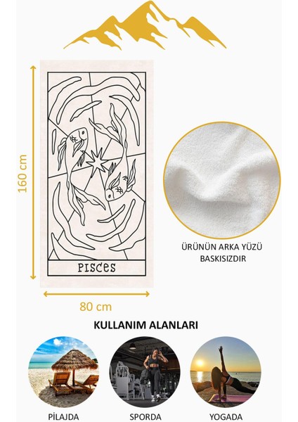 Dijital Baskı Plaj Deniz Havlusu Balık Burcu Desenli Peştamal HVL0049 fırsatları