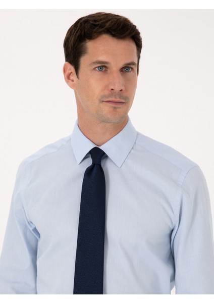 Erkek Açık Mavi Slim Fit %100 Pamuk Klasik Yaka Oxford Gömlek 50318293-VR003