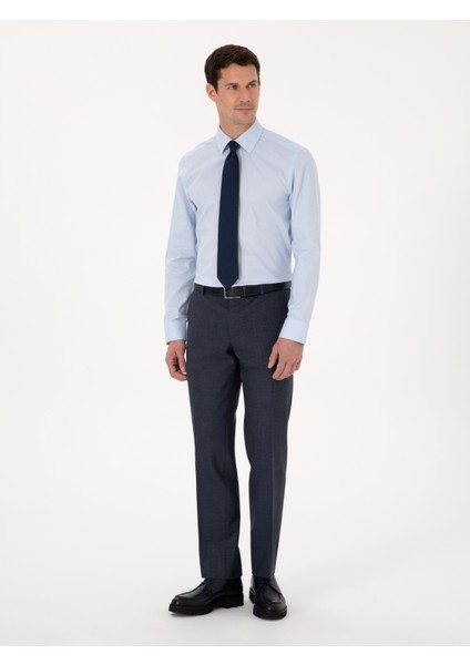 Erkek Açık Mavi Slim Fit %100 Pamuk Klasik Yaka Oxford Gömlek 50318293-VR003