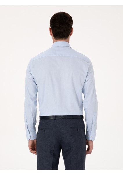Erkek Açık Mavi Slim Fit %100 Pamuk Klasik Yaka Oxford Gömlek 50318293-VR003