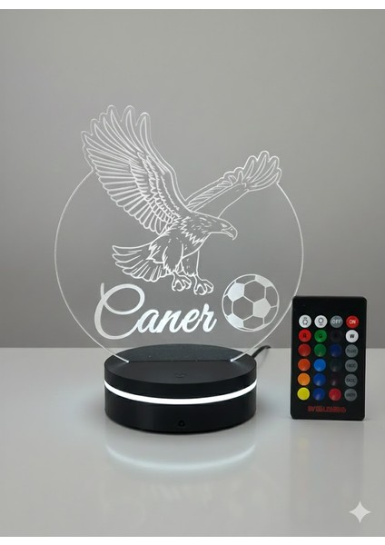 Kişiye Özel Isimli Futbol Kartal 3D LED Lamba Gece Lambası (Kumandalı, Çok Renkli) fırsatları